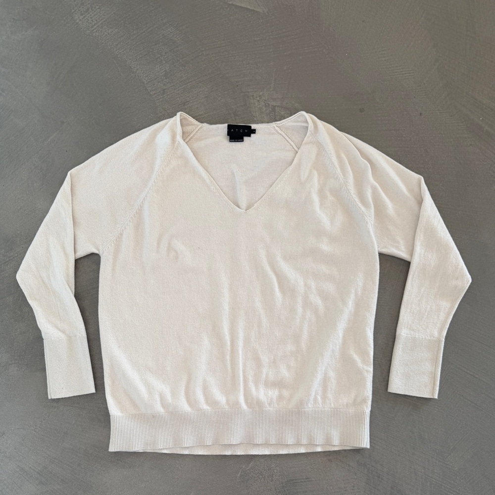 Hatch Cream Ivory Maternity V- Neck Sweater